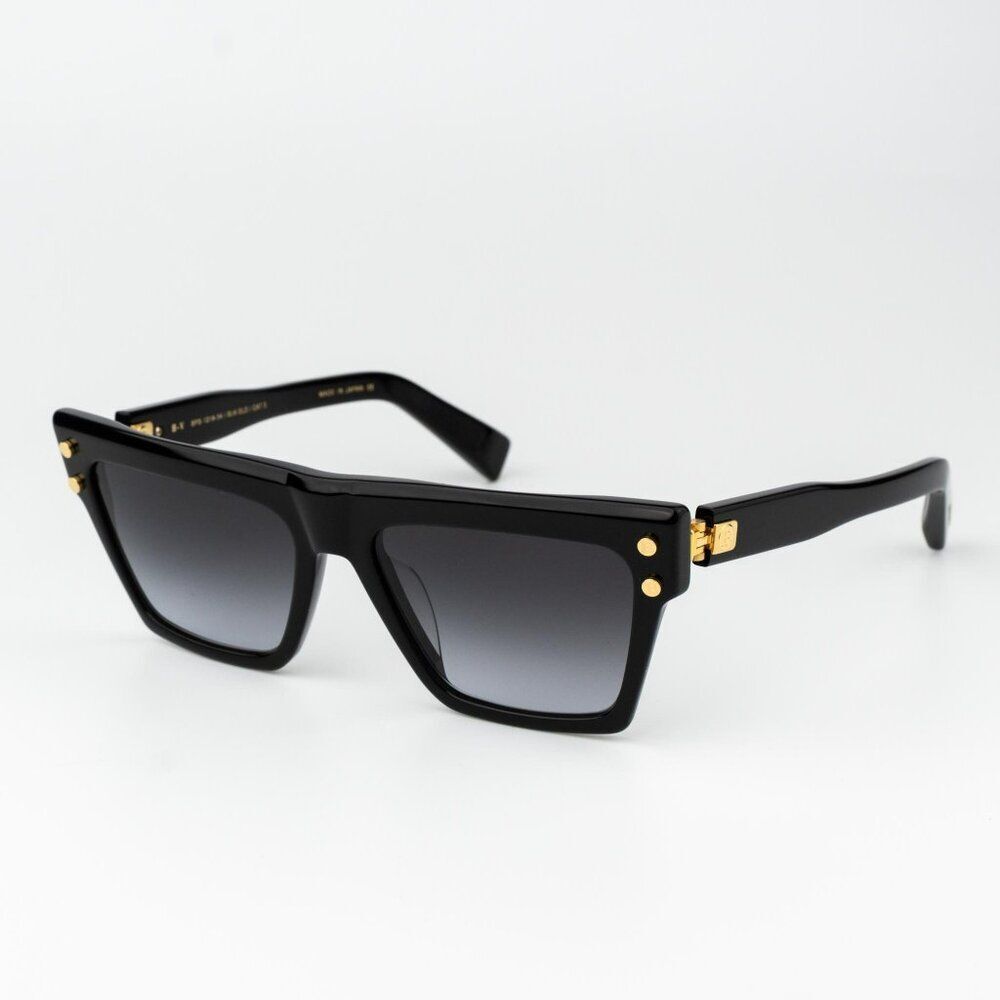 Balmain Women Sunglasses Titanium Black Gold Grey Cat Eye B-V BPS-121A-54